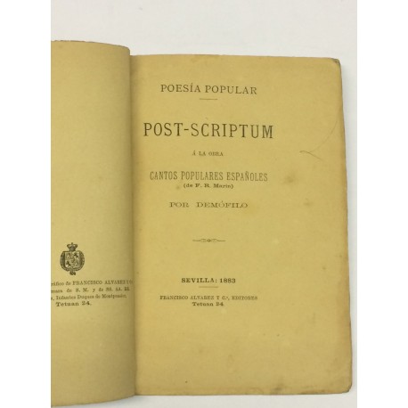 Poesía popular. Post-scriptum á la obra Cantos Populares Españoles (de F. R. Marín),