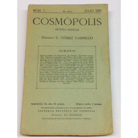 COSMÓPOLIS REVISTA DE LITERATURA Y CRÍTICA ENRIQUE GÓMEZ CARRILLO - NÚMERO 7 JULIO.