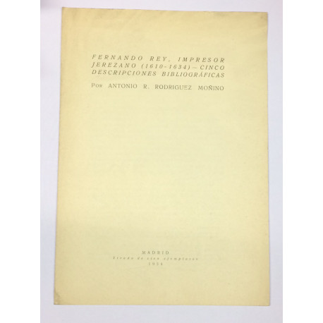 Fernando Rey, impresor jerezano (1610-1634). Cinco descripciones bibliográficas.