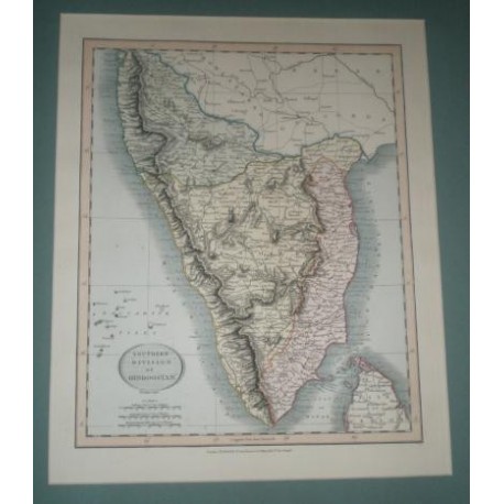 Antiguo mapa de DIVISION SURESTE DE INDOSTAN SOUTHERN DIVISION OF HINDOOSTAN perteneciente a CARY´S NEW UNIVERSAL ATLAS.