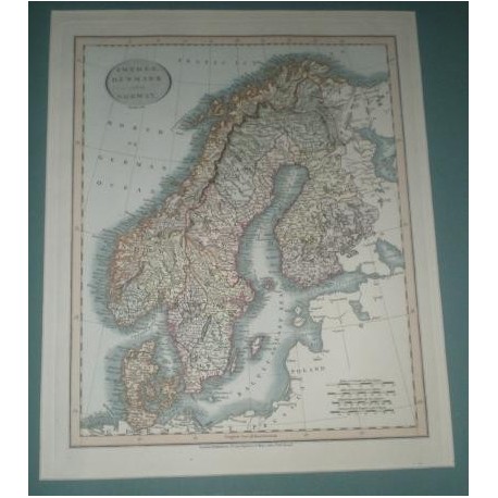 Antiguo mapa de SUECIA DINAMARCA Y NORUEGA SWEDEN DENMARK AND NORWAY perteneciente a CARY´S NEW UNIVERSAL ATLAS.