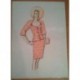 FIGURÍN DIBUJO ORIGINAL ACUARELADO - MODA VINTAGE ESPAÑOLA.