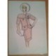 FIGURÍN DIBUJO ORIGINAL ACUARELADO - MODA VINTAGE ESPAÑOLA.