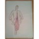 FIGURÍN DIBUJO ORIGINAL ACUARELADO - MODA VINTAGE ESPAÑOLA.