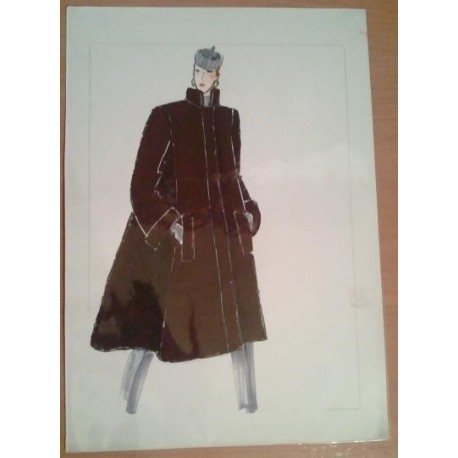 FIGURÍN DIBUJO ORIGINAL ACUARELADO - MODA VINTAGE ESPAÑOLA.