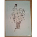 FIGURÍN DIBUJO ORIGINAL ACUARELADO - MODA VINTAGE ESPAÑOLA.