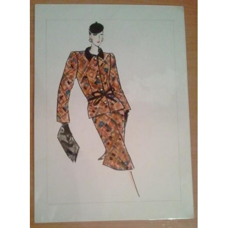 FIGURÍN DIBUJO ORIGINAL ACUARELADO - MODA VINTAGE ESPAÑOLA.