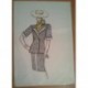 FIGURÍN DIBUJO ORIGINAL ACUARELADO - MODA VINTAGE ESPAÑOLA.