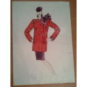 FIGURÍN DIBUJO ORIGINAL ACUARELADO - MODA VINTAGE ESPAÑOLA.