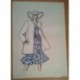 FIGURÍN DIBUJO ORIGINAL ACUARELADO - MODA VINTAGE ESPAÑOLA.