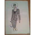 FIGURÍN DIBUJO ORIGINAL ACUARELADO - MODA VINTAGE ESPAÑOLA.