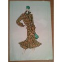 FIGURÍN DIBUJO ORIGINAL ACUARELADO - MODA VINTAGE ESPAÑOLA.