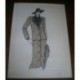 FIGURÍN DIBUJO ORIGINAL ACUARELADO - MODA VINTAGE ESPAÑOLA.