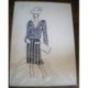 FIGURÍN DIBUJO ORIGINAL ACUARELADO - MODA VINTAGE ESPAÑOLA.