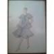 FIGURÍN DIBUJO ORIGINAL ACUARELADO - MODA VINTAGE ESPAÑOLA