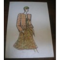 FIGURÍN DIBUJO ORIGINAL ACUARELADO - MODA VINTAGE ESPAÑOLA