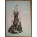 FIGURÍN DIBUJO ORIGINAL ACUARELADO - MODA VINTAGE ESPAÑOLA.