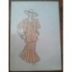 FIGURÍN DIBUJO ORIGINAL ACUARELADO - MODA VINTAGE ESPAÑOLA.