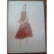 FIGURÍN DIBUJO ORIGINAL ACUARELADO - MODA VINTAGE ESPAÑOLA.