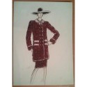 FIGURÍN DIBUJO ORIGINAL ACUARELADO - MODA VINTAGE ESPAÑOLA.