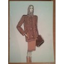 FIGURÍN DIBUJO ORIGINAL ACUARELADO - MODA VINTAGE ESPAÑOLA.