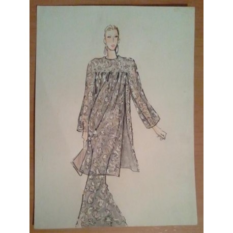 FIGURÍN DIBUJO ORIGINAL ACUARELADO - MODA VINTAGE ESPAÑOLA.