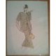 FIGURÍN DIBUJO ORIGINAL ACUARELADO - MODA VINTAGE ESPAÑOLA.