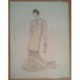 FIGURÍN DIBUJO ORIGINAL ACUARELADO - MODA VINTAGE ESPAÑOLA.