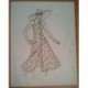 FIGURÍN DIBUJO ORIGINAL ACUARELADO - MODA VINTAGE ESPAÑOLA.