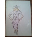 FIGURÍN DIBUJO ORIGINAL ACUARELADO - MODA VINTAGE ESPAÑOLA.